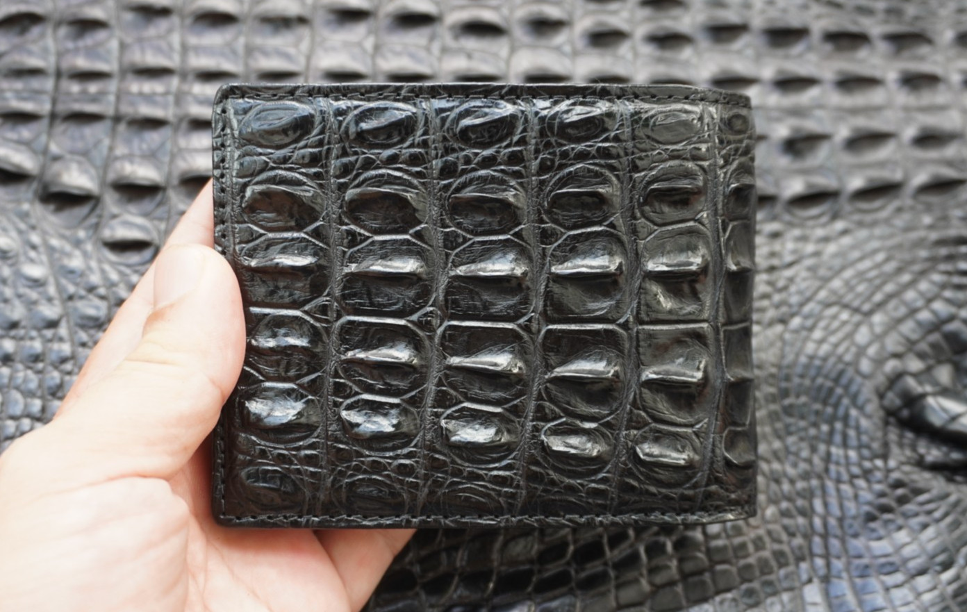 Black Genuine Crocodile Hornback Leather Skin MEN’S BIFOLD Wallet #E47
