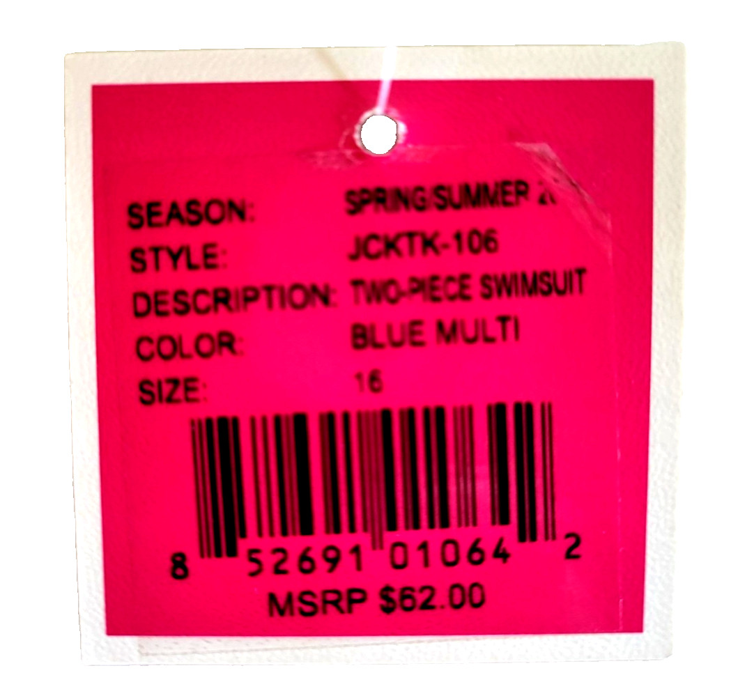 NWTs $62 JUICY COUTURE Girls Halter Ruffle Tankini Swimsuit Blue Ice Cream Sz 16