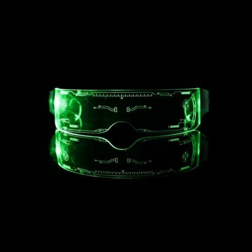 LED Light Up 7 Color Clear Lenses Visor Glasses Goggles Cyberpunk Rave Party US