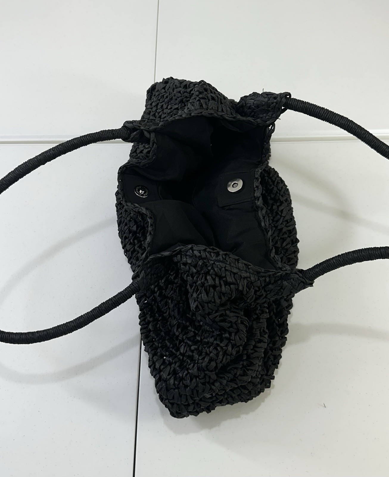 AIZHIYI Straw Beach Bag Black Retro Straw Handbag Hasp Closure Beach Tote