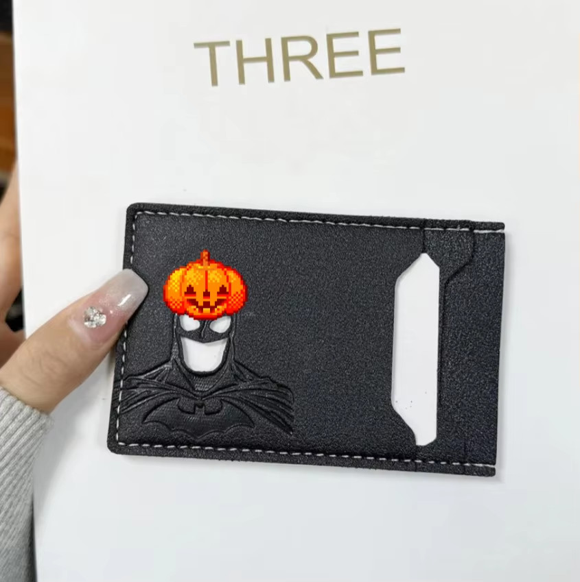 Personalized Leather Bat Wallet Superhero Mask Card Holder Heroic ID Wallet