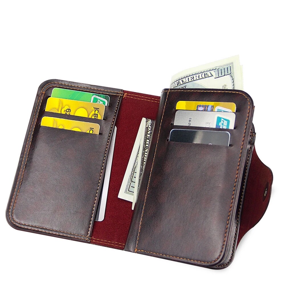 Vintage Men’s S4 Retro Leather Wallet Vertical Section Credit Card Holder Hasp
