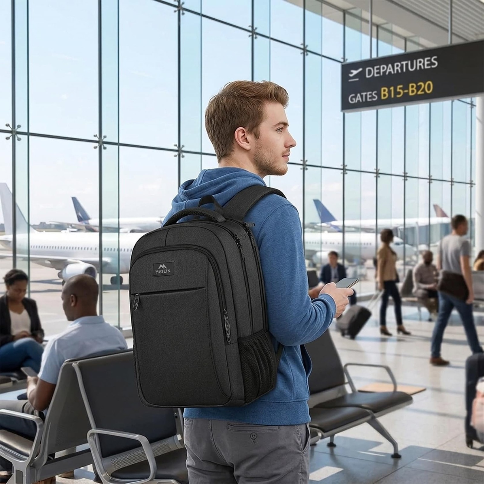 MATEIN Business Laptop Backpack, 15.6 Inch Travel Inch, Black Charcoal