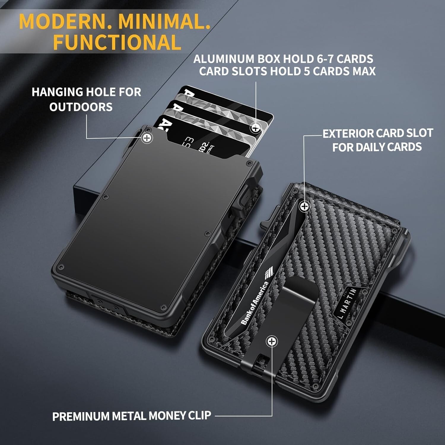 Slim Wallet with Money Clip & ID Window, RFID Blocking Smart Pop Up Card Wallet