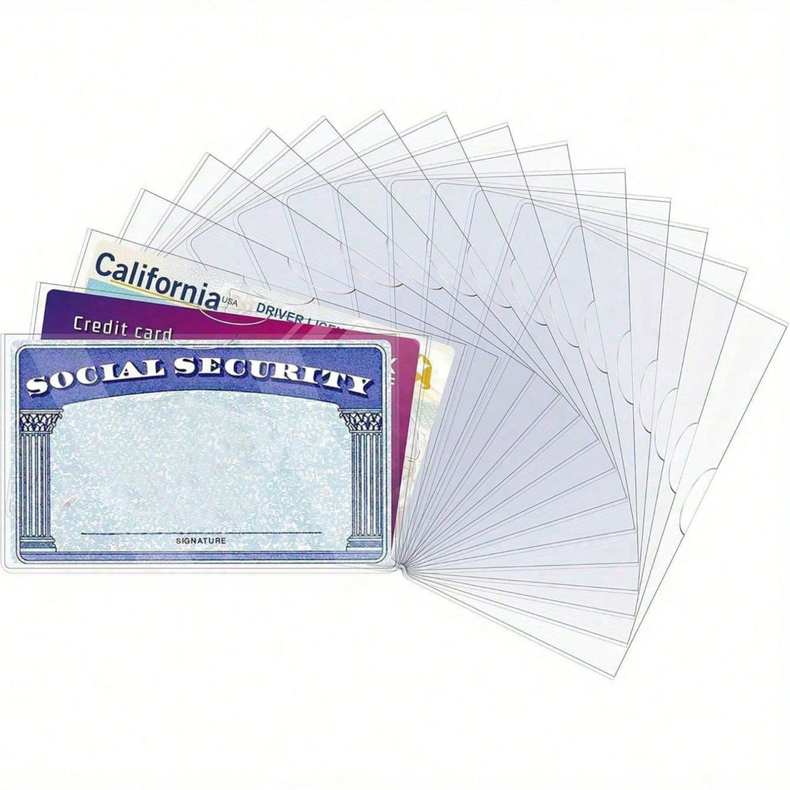 20Pcs Transparent Card Holder PVC Sleeve Waterproof ID Credit SSN Card Protector