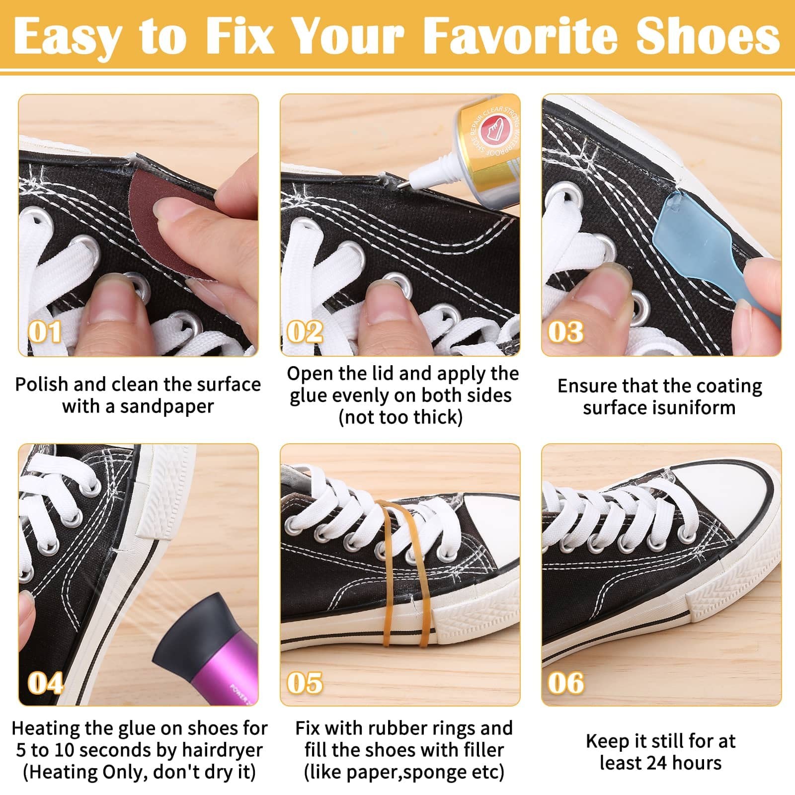Evatage Waterproof Shoe Glue Kit for Sole Repair – Adhesive Clear