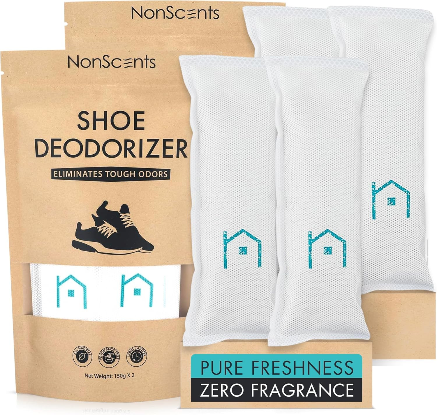 Shoe Deodorizer 2-Pack (4 Count) – Odor Eliminator, Air Freshener, Smell Absorbe
