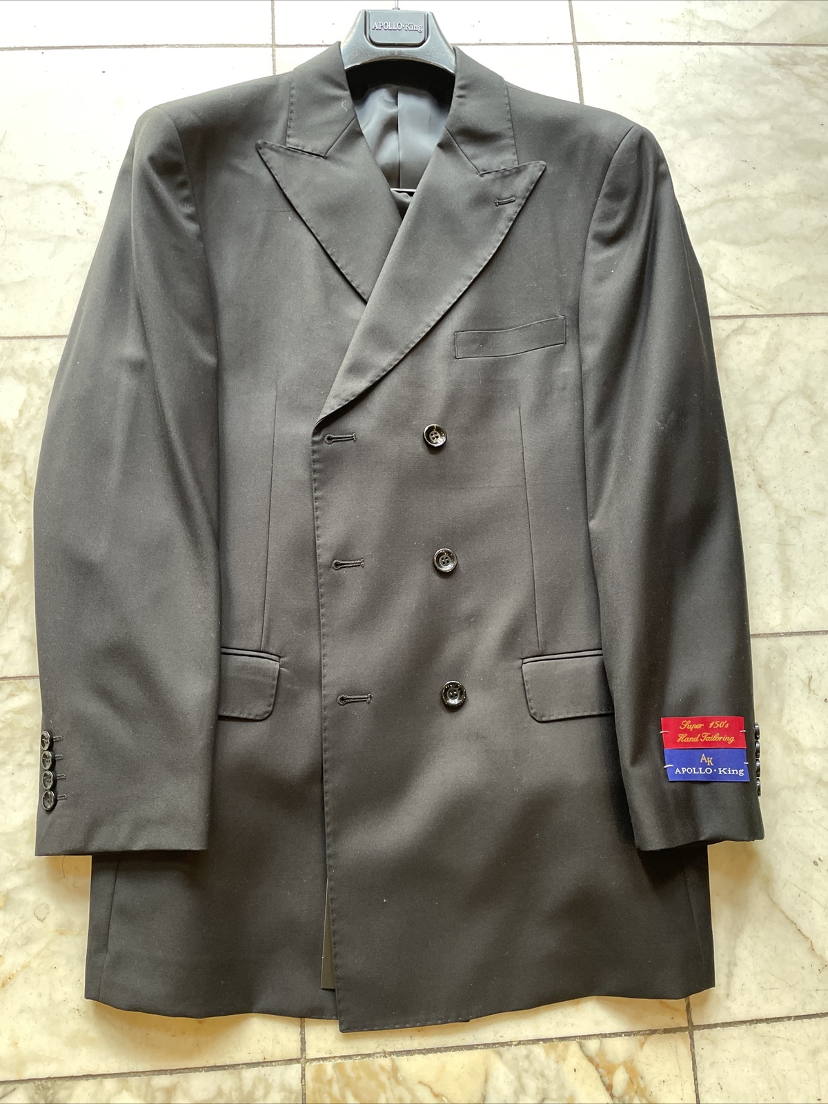 NWT Men’s Black Double Breasted Suit Apollo King Size 48L