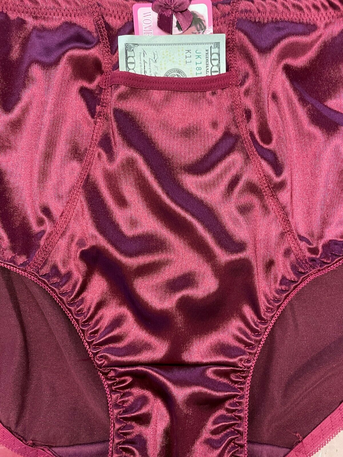 3/6 PRETTY SATIN Briefs Style PANTIES Womens Underwear #3125N Ella S M L XL