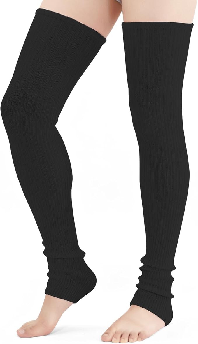 Stretchy Knit Thigh High Leg Warmers Winter Knitted Over Knee Socks Footless