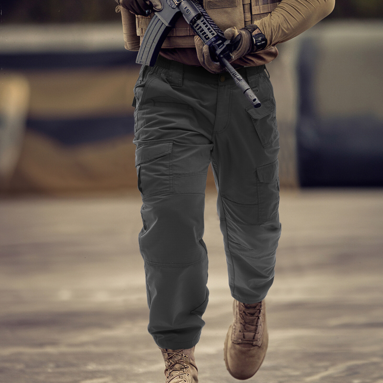 HISEA Men’s Ripstop Tactical Pants Water Resistant Work Cargo Pants 9 Pockets