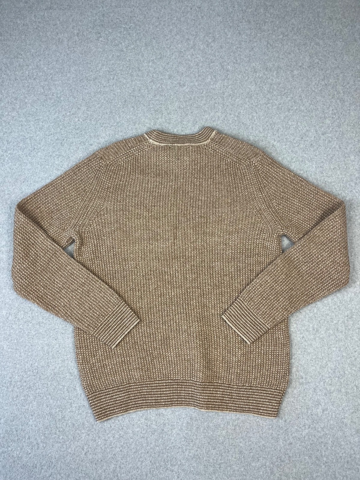 Jos A Bank Tailored Fit Sweater Mens L Brown Wool Blend Medium Knit Fisherman