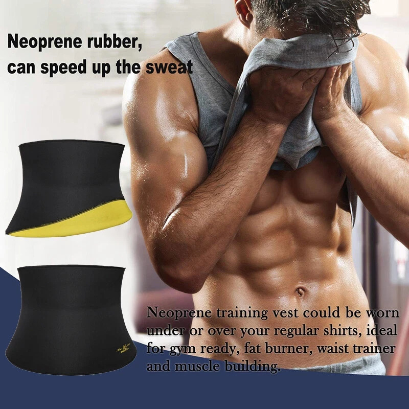Mens Neoprene Sauna Sweat Waist Trainer Belt Tummy Slim Body Shaper Fat Burner