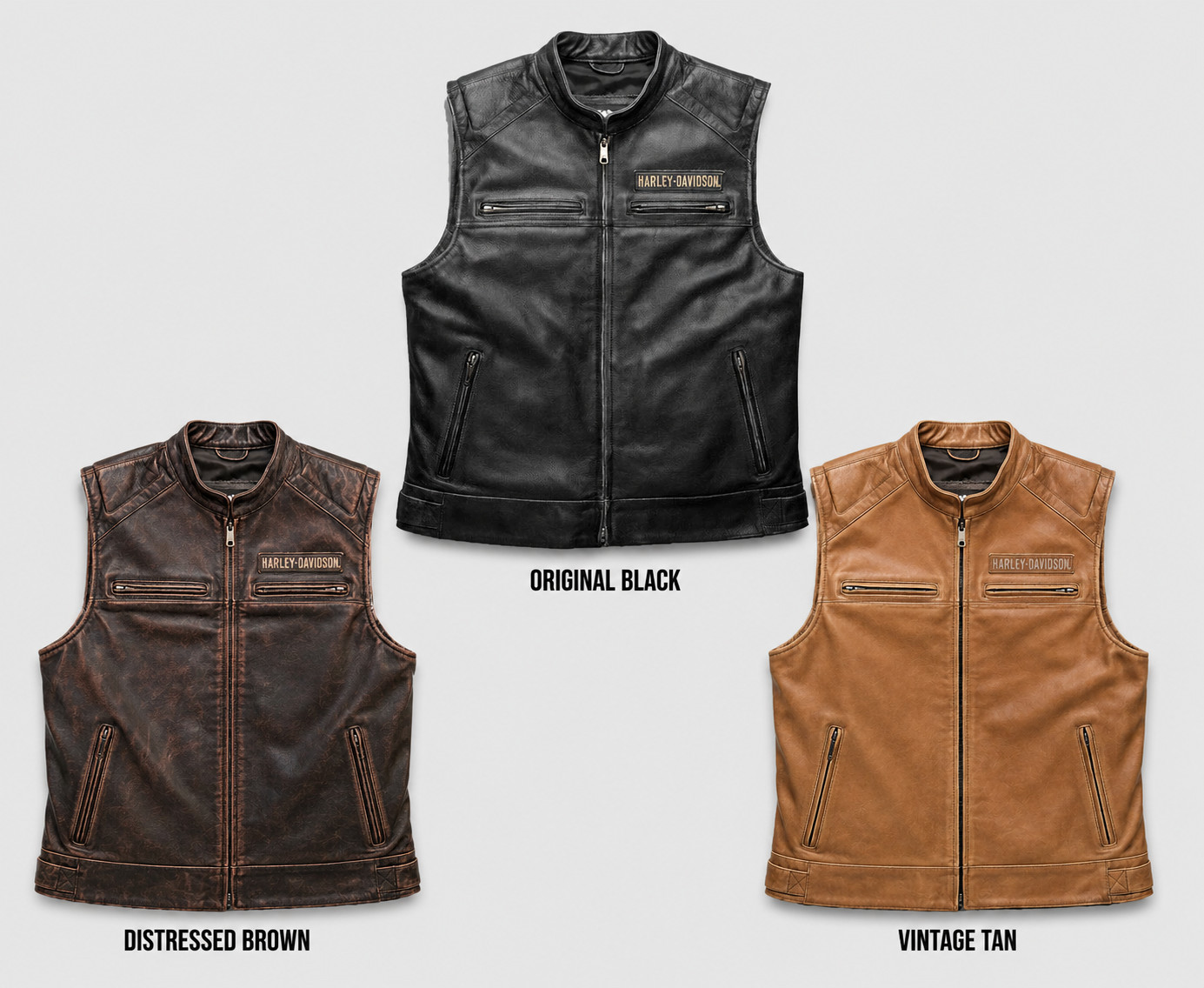Harley Davidson’s Vest Men’s Passing Link Motorcycle Real Leather Cow Biker