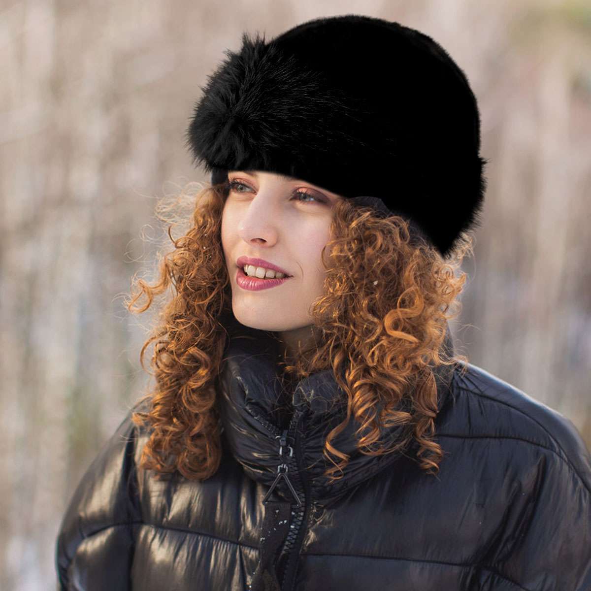 Fluffy Fur Fisherman Hat Women Winter Plush Ear Protection Cap Windproof Warm