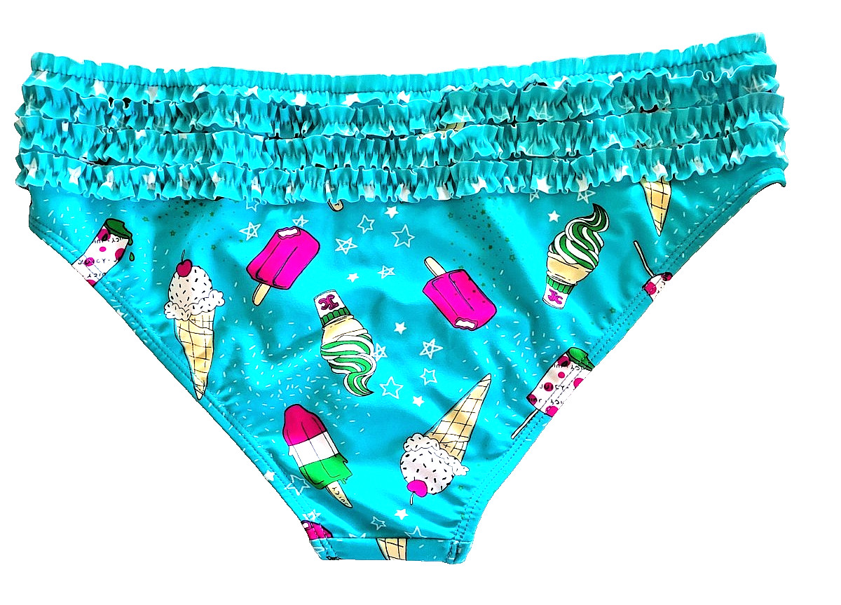 NWTs $62 JUICY COUTURE Girls Halter Ruffle Tankini Swimsuit Blue Ice Cream Sz 16