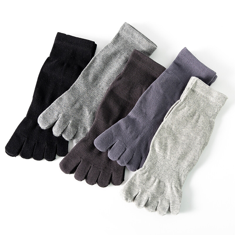 5Pack Men Crew Ankle Athletic Socks 100% Cotton Five Finger toe Sport Black 7-11
