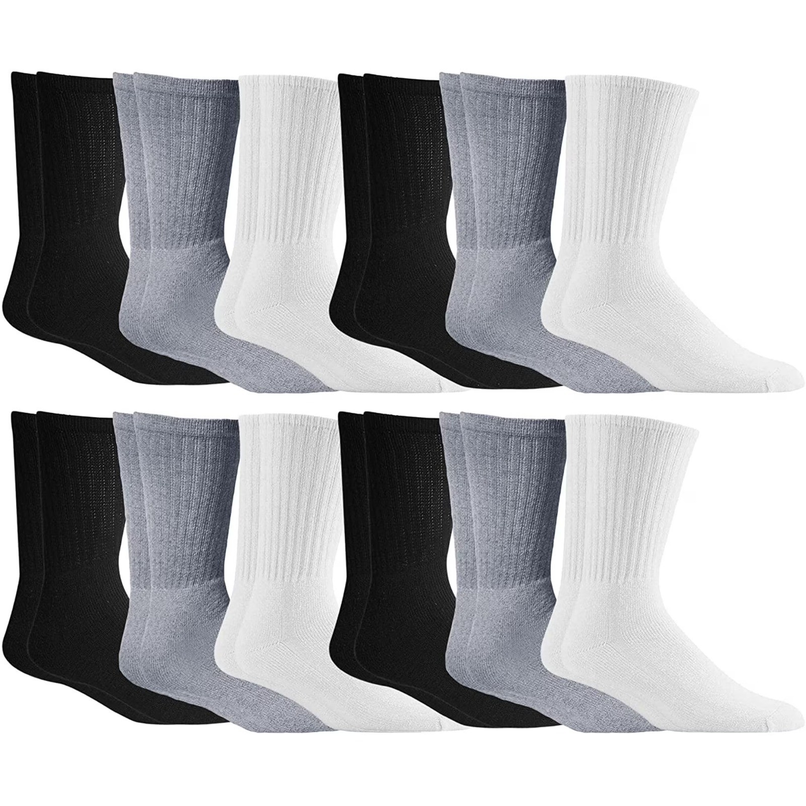 60 Pairs Wholesale Bulk Men’s Solid Sports Cotton Crew Socks 9-11 10-13