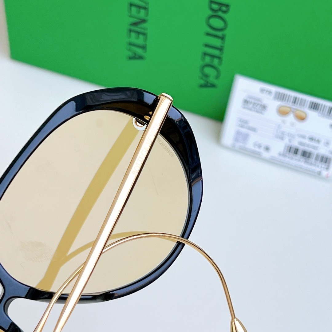 New Bottega Veneta BV1273 Unisex Sunglasses Oversize Black Frame Yellow Lens