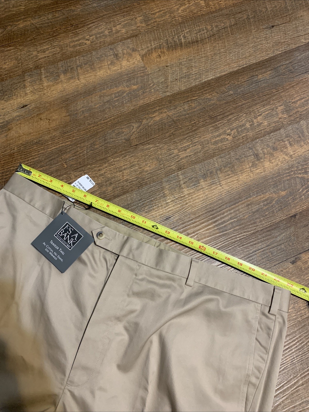 NEW Jos A Bank Mens Traveler Twill Khaki Pants 46×34 Flat Front Cotton $115