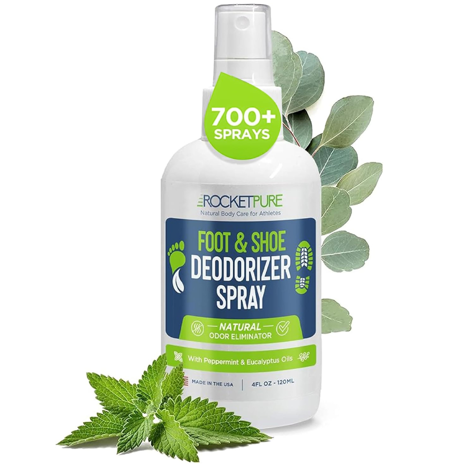Rocket Pure Natural Foot and Shoe Deodorizer Spray, Deodorant and Odor Eliminato
