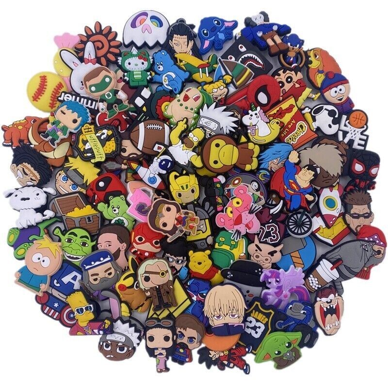PVC Shoe Charms 100 pcs Lot Different Charm RANDOM for Shoe Decoration NEW