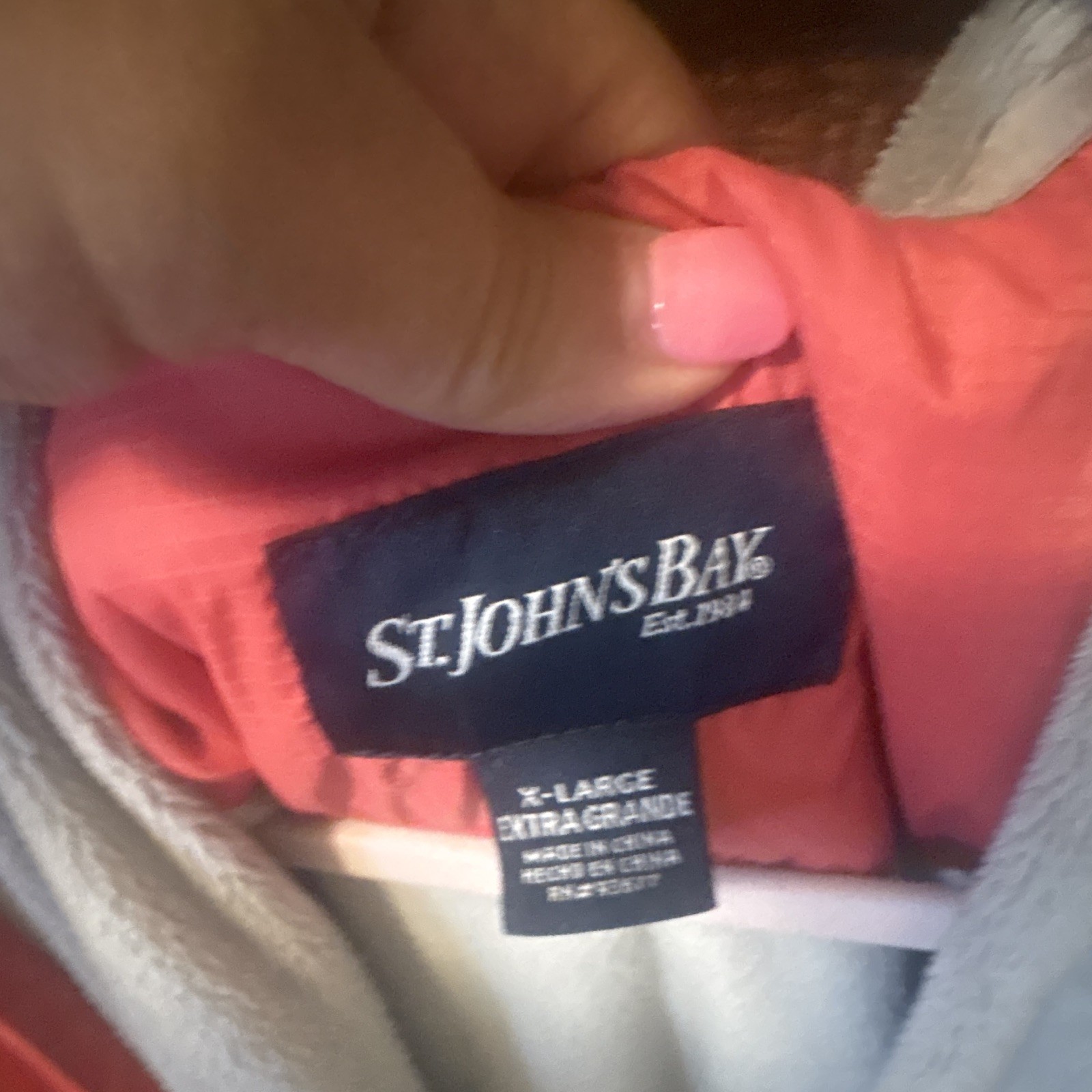 St. John’s Bay Men’s Red Hooded Jacket XL Full Zip Lined Stand-Up Collar