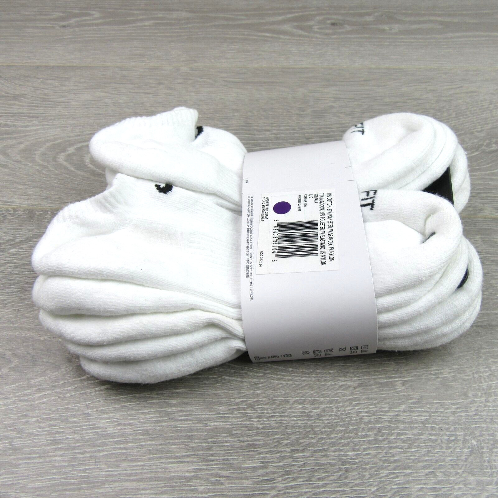Nike Everyday Plus No Show Socks 6 Pack Mens Size 8-12 White Dri-Fit NEW