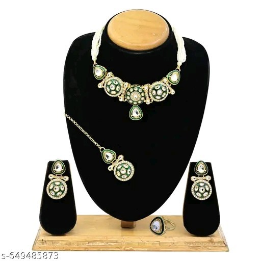 Indian Bollywood Gold Plated Kundan Choker Bridal Necklace Earrings Jewelry Set