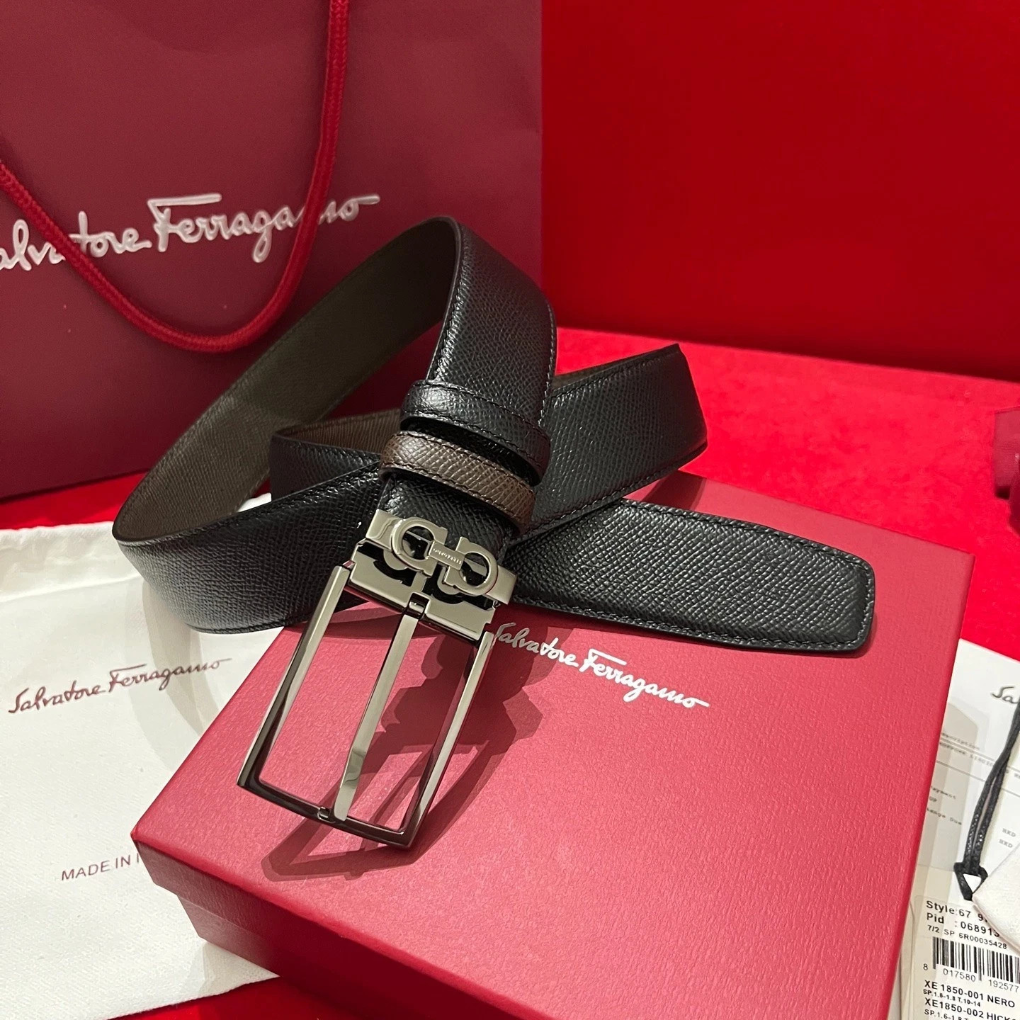 Salvatore Ferragamo Reversible Belt Leather Pin Buckle Classic New