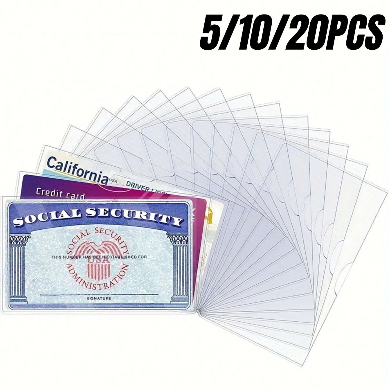 5-Pack Medicare Holder Protector Sleeves Clear PVC For Credit Card Business Card