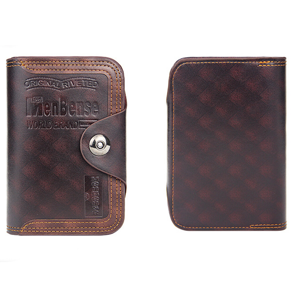 Vintage Men’s S4 Retro Leather Wallet Vertical Section Credit Card Holder Hasp