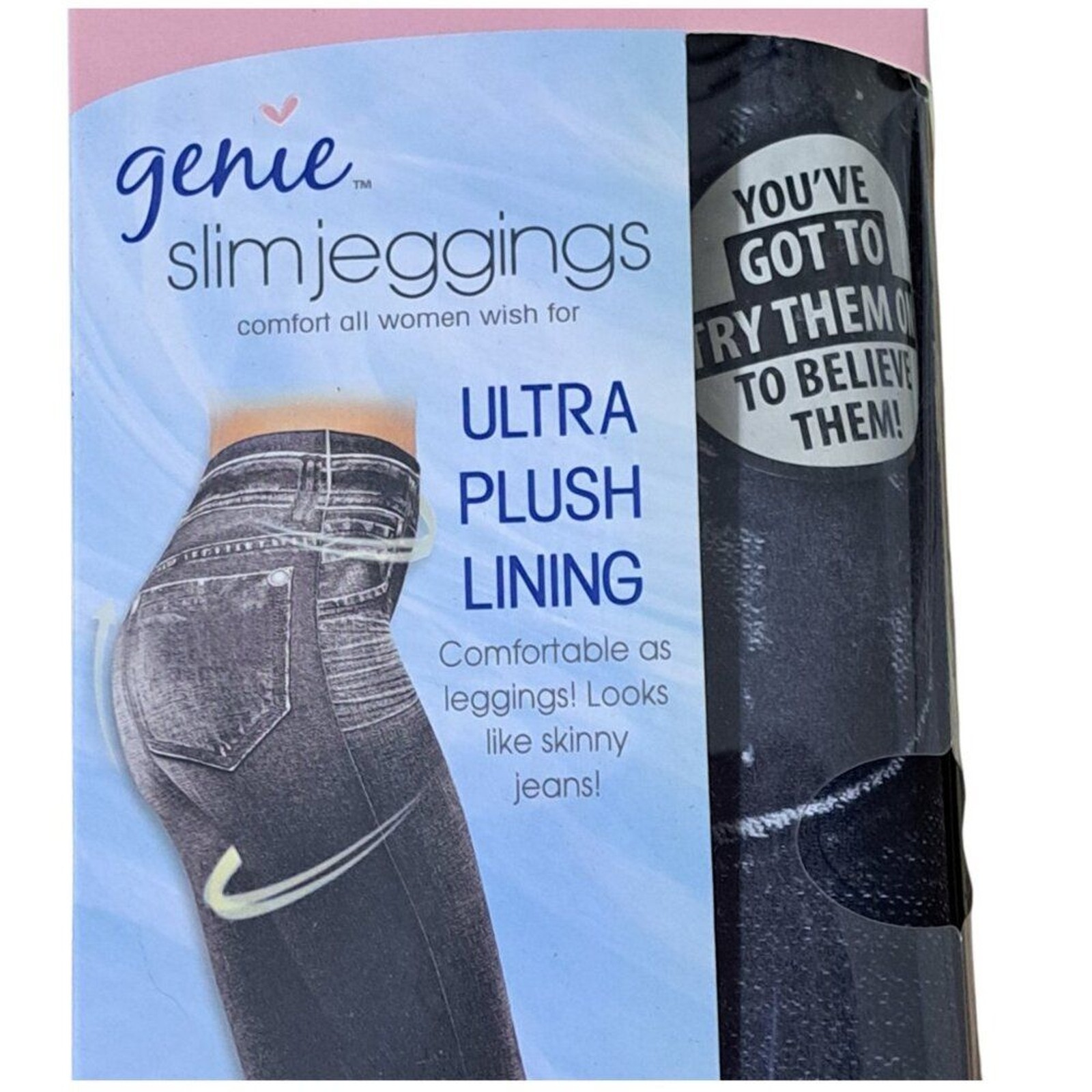 Genie 2Pk As Seen on TV Ultra Soft Plush Lining Black Jeggings Women’s S/M