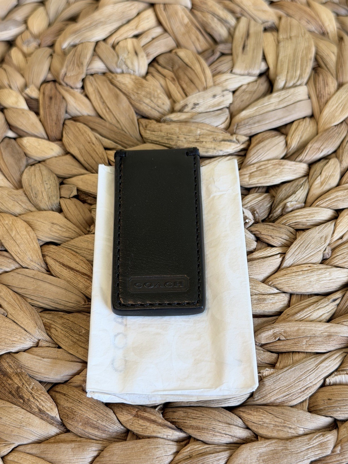 Coach Men’s Leather Black Money Clip NWT