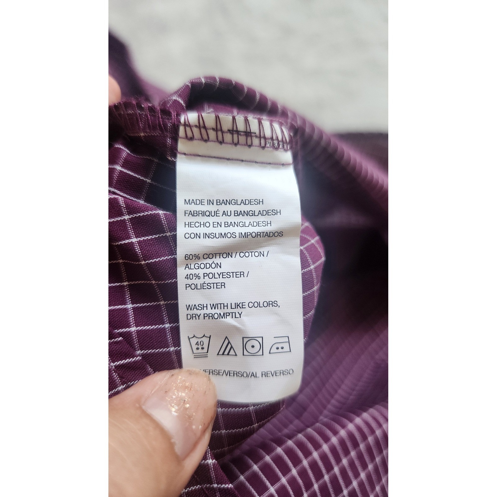 Van Heusen Mens Large Classic Fit Short Sleeve Button Down Shirt Maroon Grid