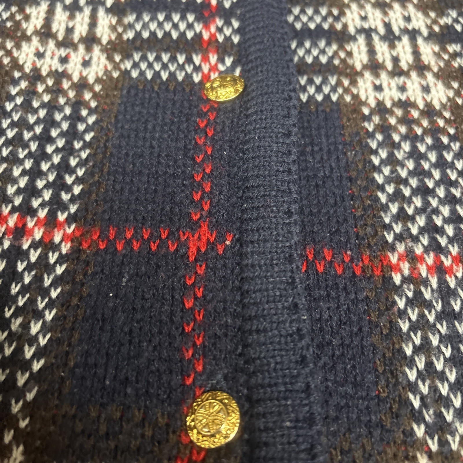 Vintage Crystal Kobe Plaid Cardigan Sweater, Size Medium Black Red With Pockets