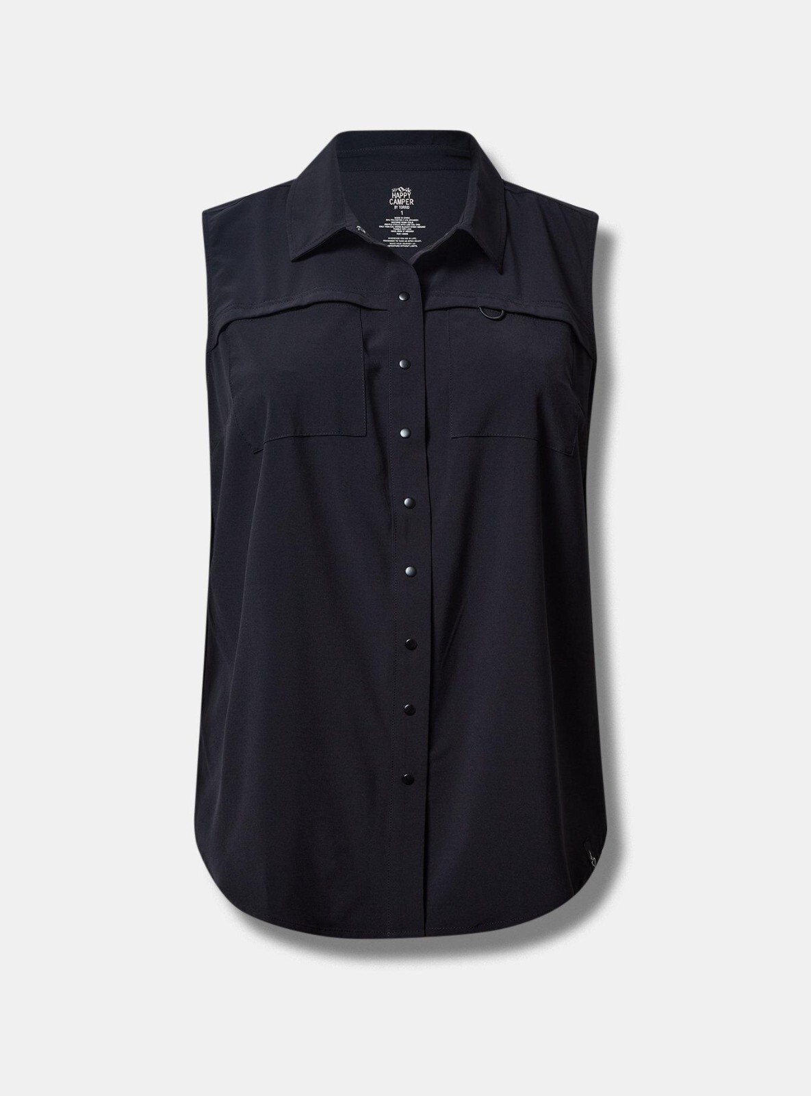 Torrid Happy Camper Woven Sleeveless Active Button Up Black 5 5X 28 #G30186