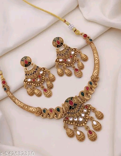 Indian Bollywood Gold Plated Kundan Choker Bridal Necklace Earrings Jewelry Set
