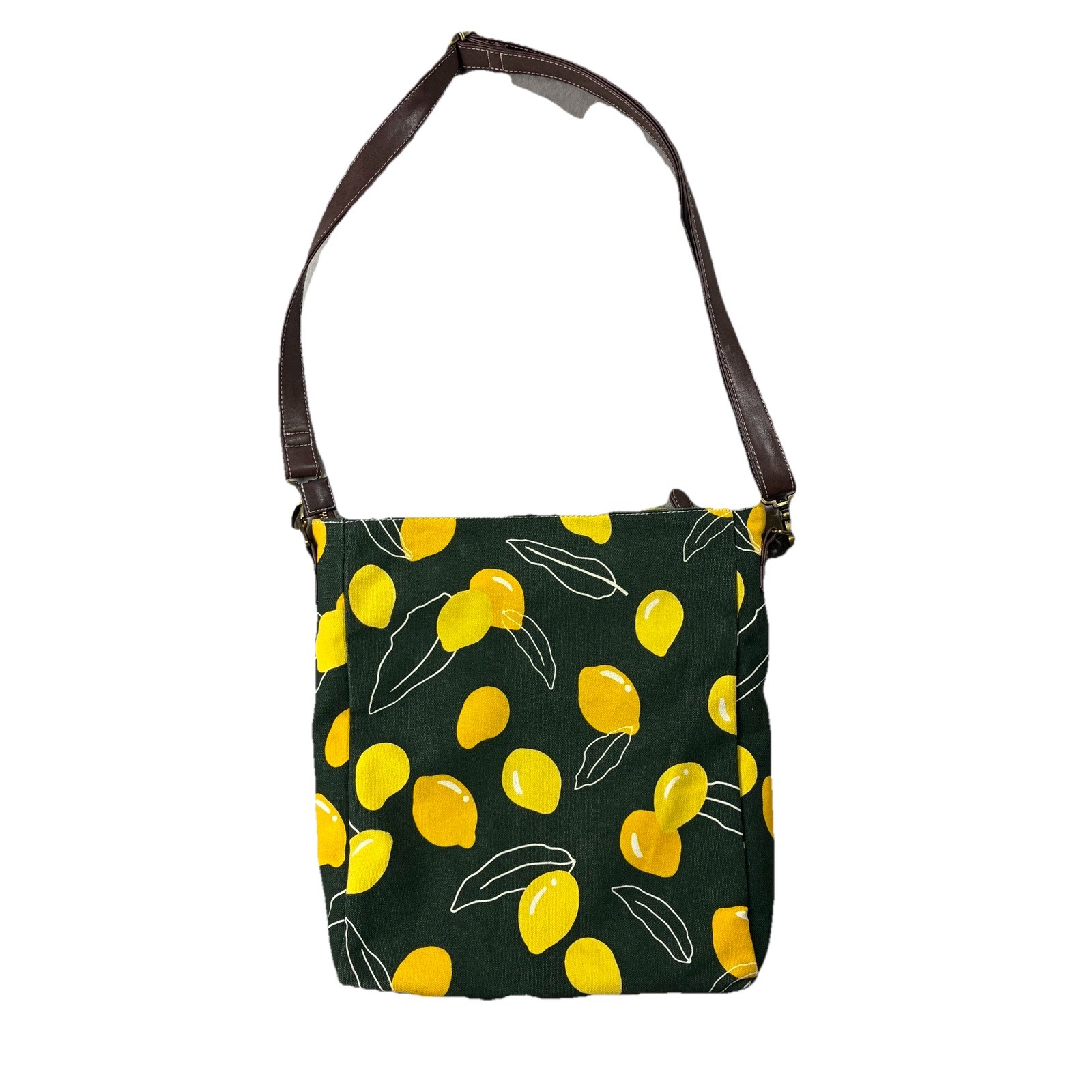 Maika Crossbody City Sling Canvas Bag Lemon Print Eco-Friendly Sustainable Chic