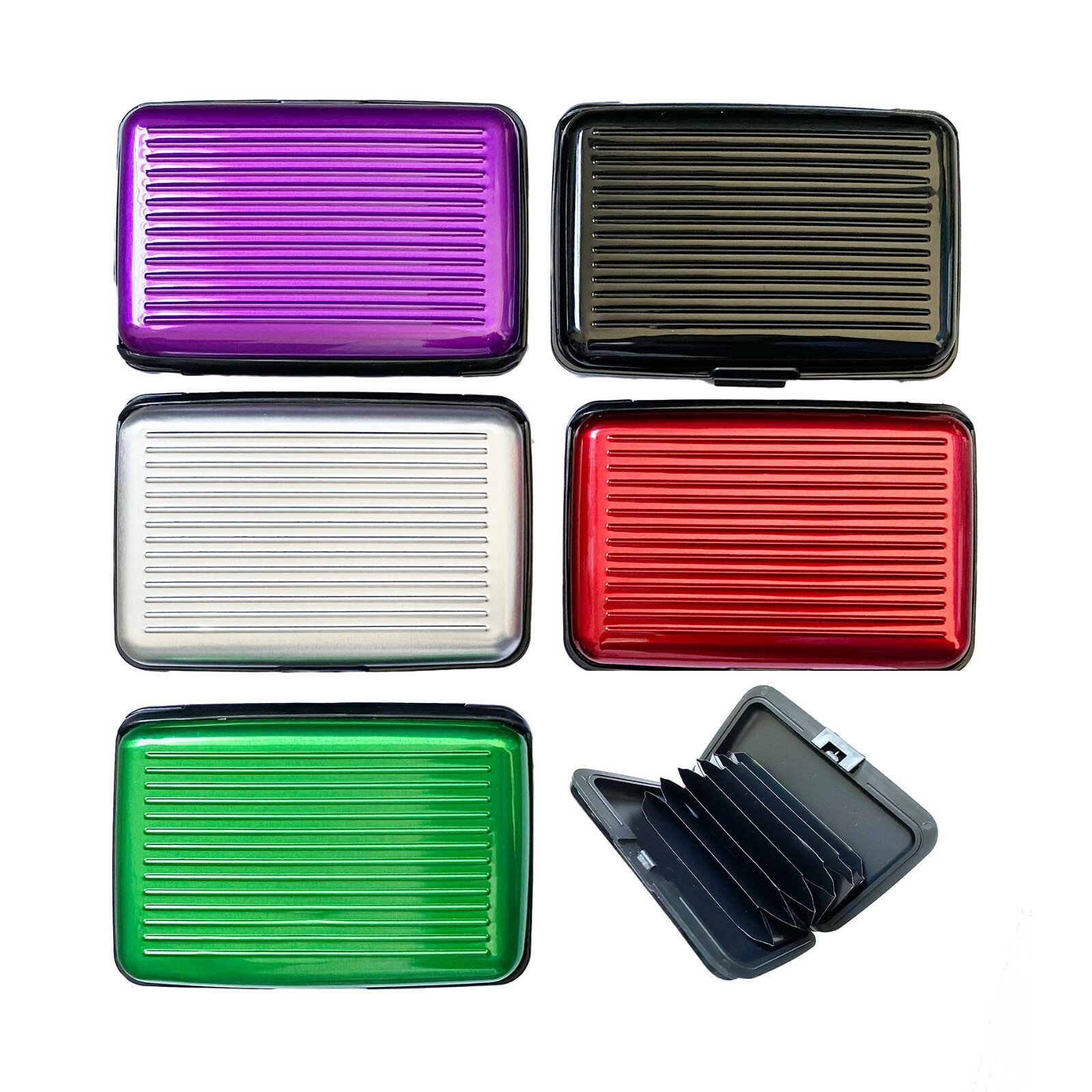 Aluminum Hard Case Credit Cards Wallet (Assorted 6 Pack)