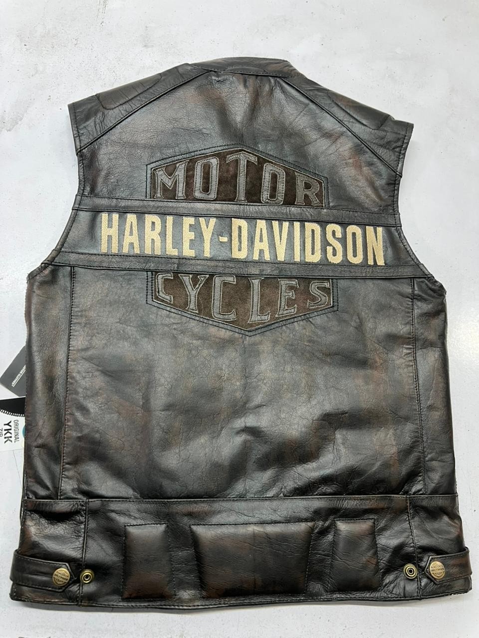Harley Davidson’s Vest Men’s Passing Link Motorcycle Real Leather Cow Biker