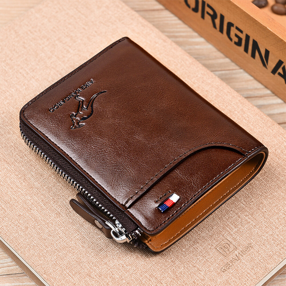 Waterproof Mens RFID Blocking Leather Wallet Credit Card ID Holder Zipper Purse