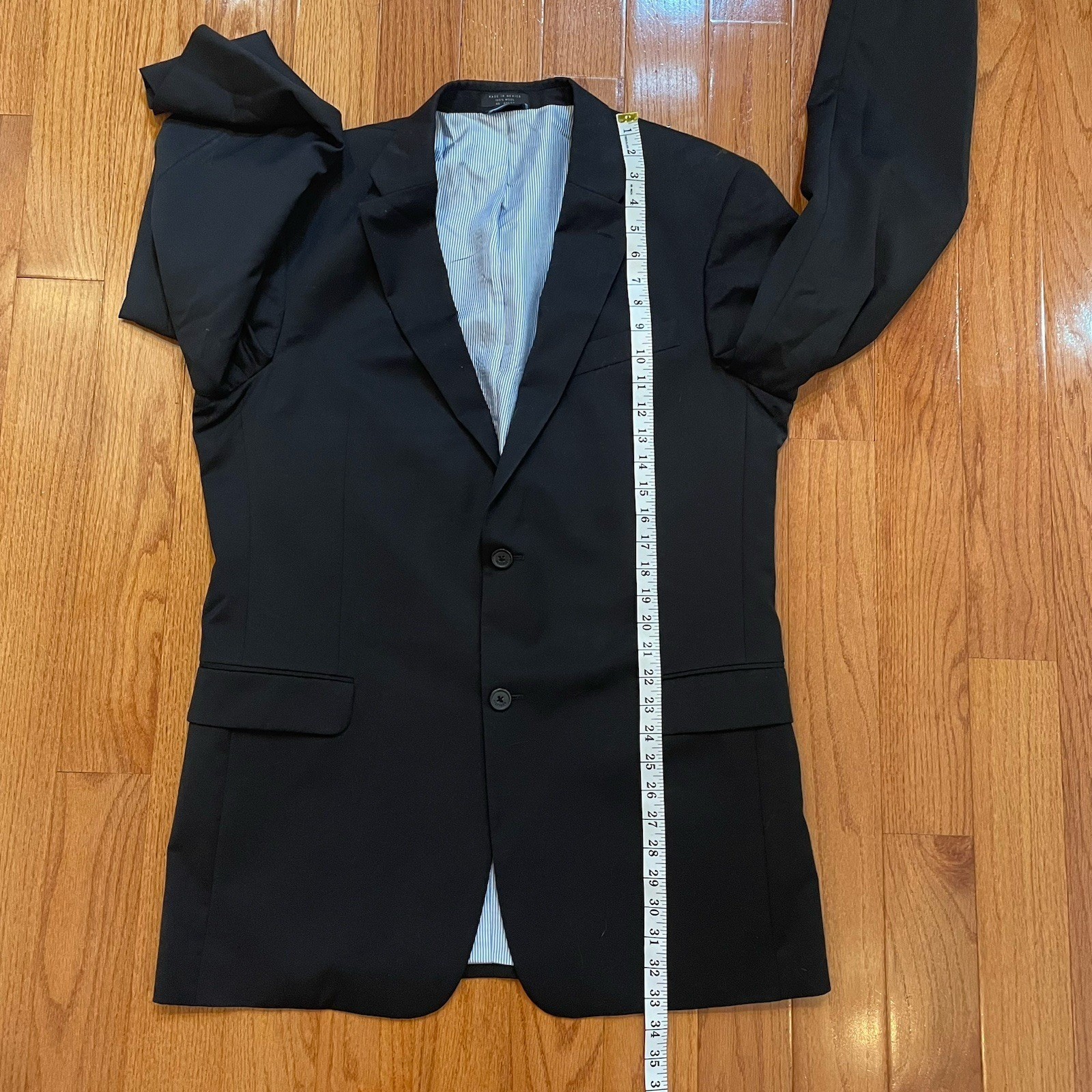 Tommy Hilfiger 42L Sport Coat 100% Wool All Black Two Button Double Vented
