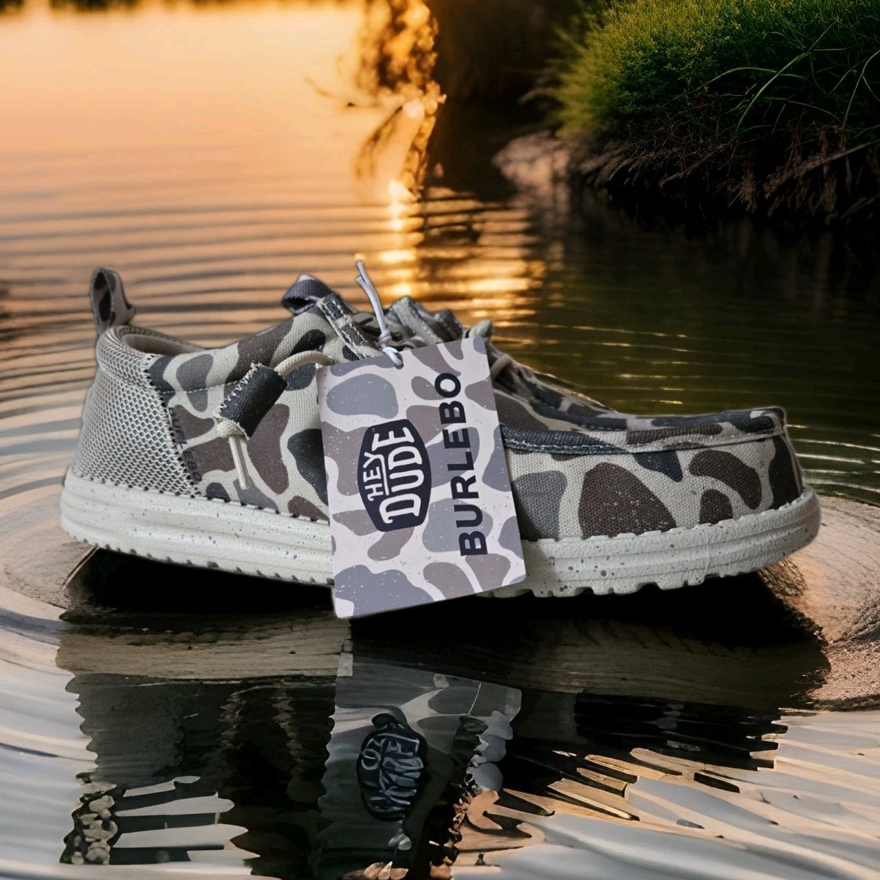 Men’s HeyDude X BURLEBO Wally Funk Deer Camo – Taupe/Camo