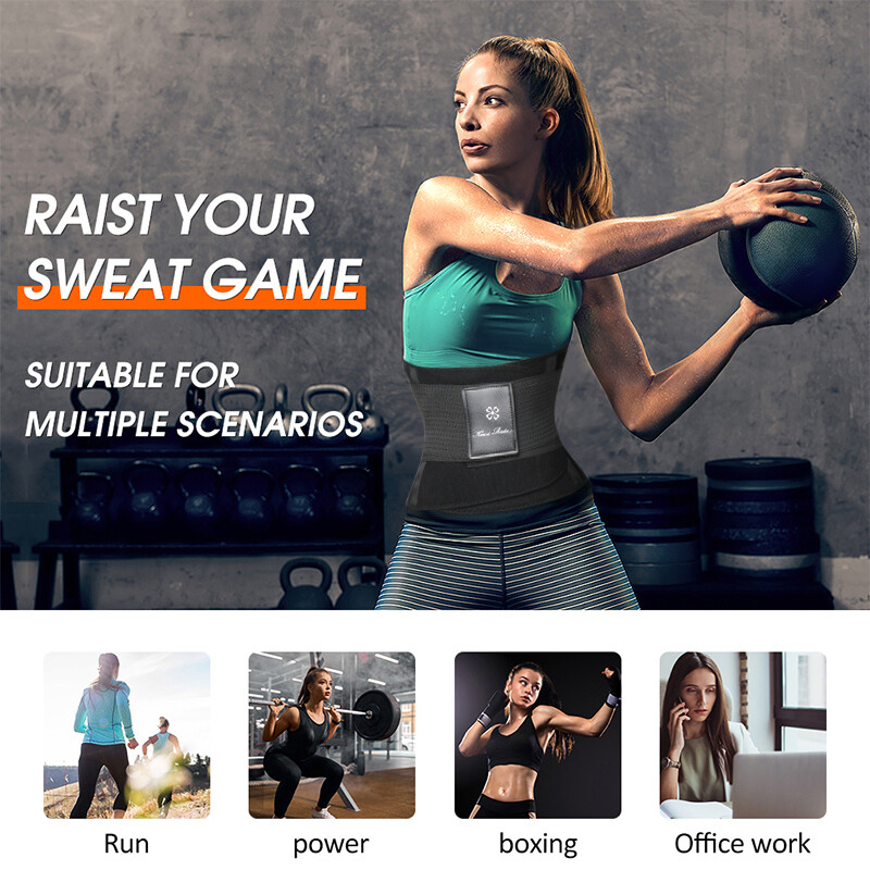 Sweat Waist Trimmer Belt Wrap Exercise Slimming Fat Burn Weight Loss Body Shaper