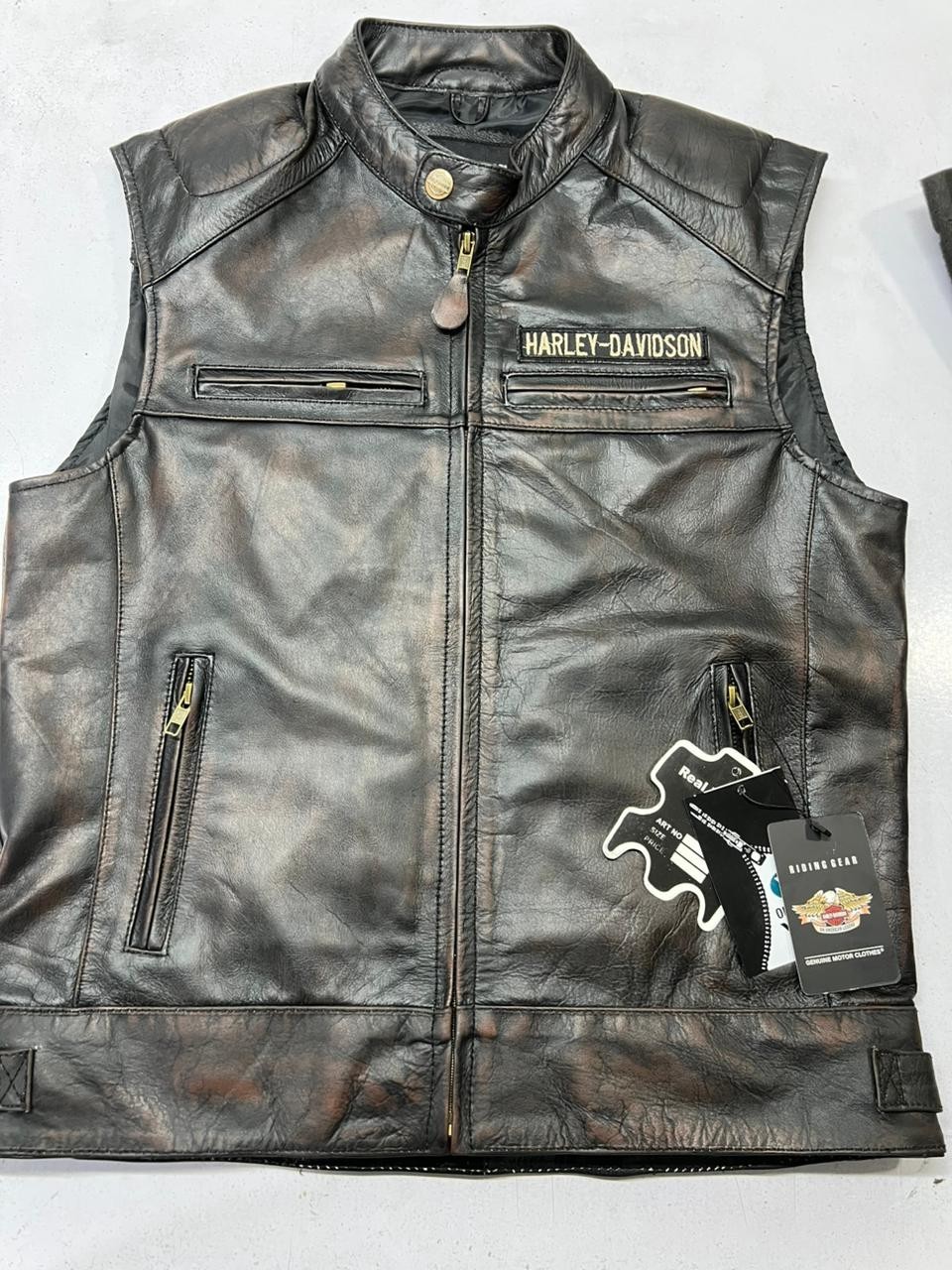 Harley Davidson’s Vest Men’s Passing Link Motorcycle Real Leather Cow Biker