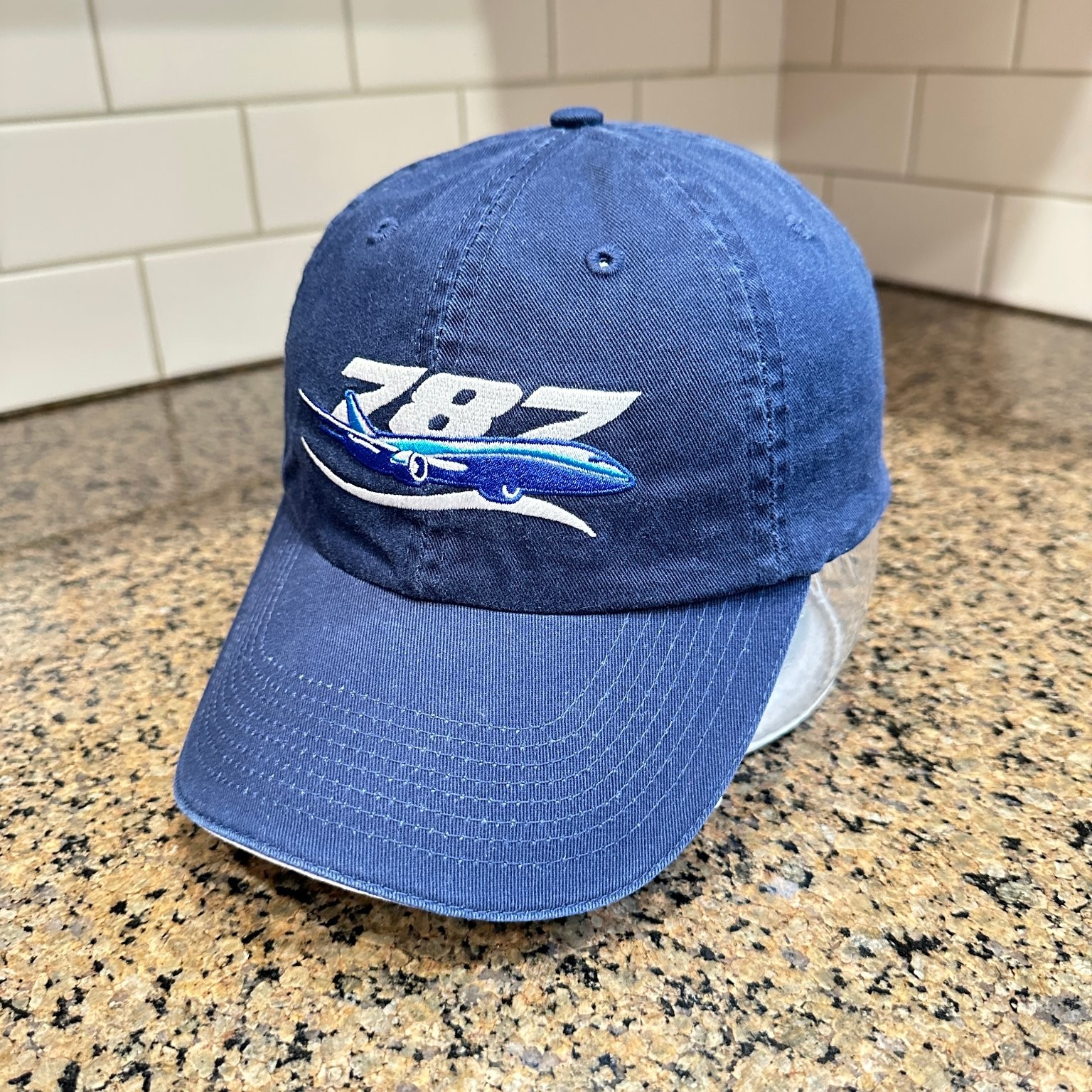 Boeing 787 Dreamliner Baseball Cap Men’s Adjustable Navy Blue Pilot Hat
