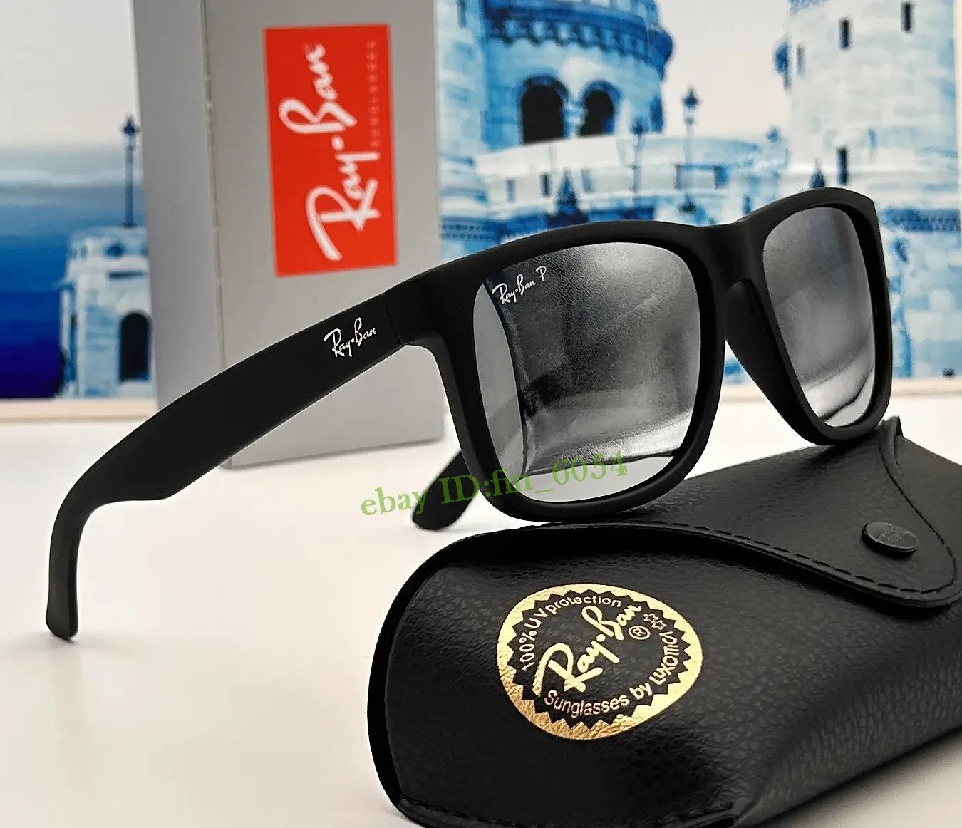 Ray-Ban RB4165 622/6G Justin Polarized Rubber Black Grey Mirror Sunglasses 54mm