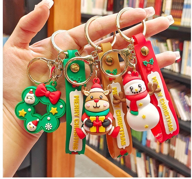 1pc Cute Panda Xmas Keychain Keyring Bag Car Hanging Pendant Xmas Gift For Girl