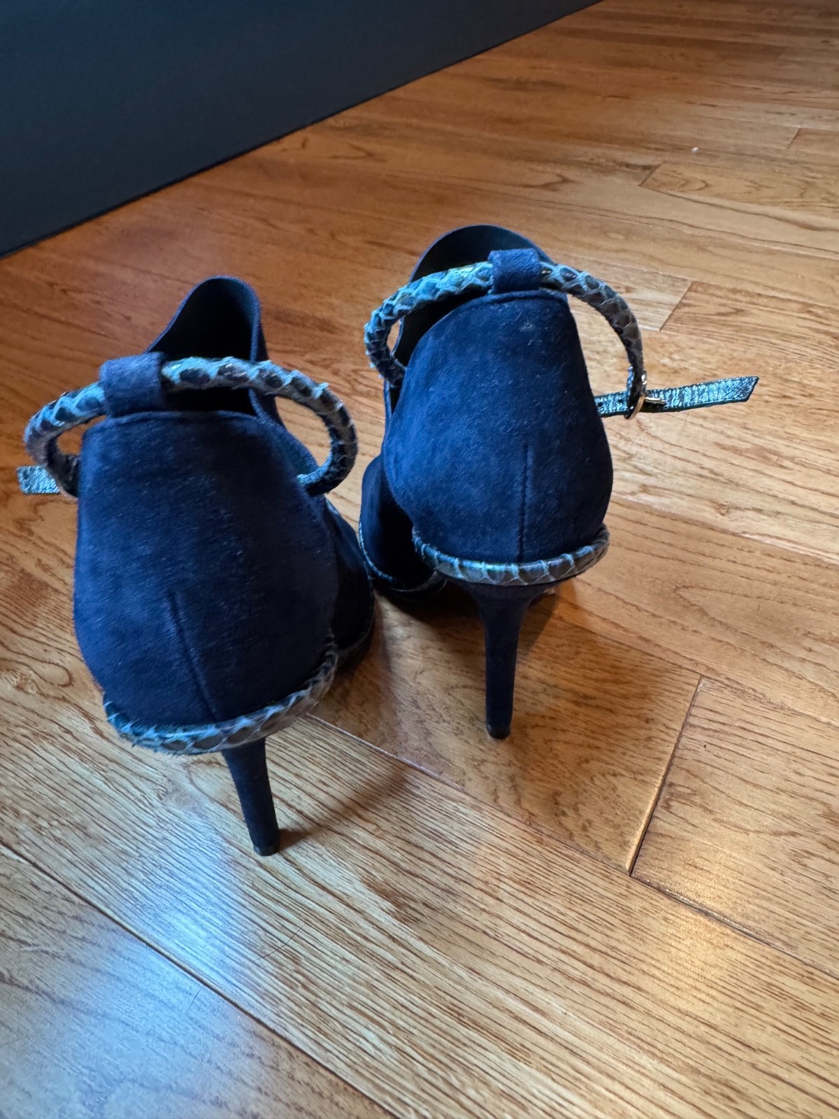 Balenciaga 11 cm heel blue suede open toe shoes size 36.5 made in italy
